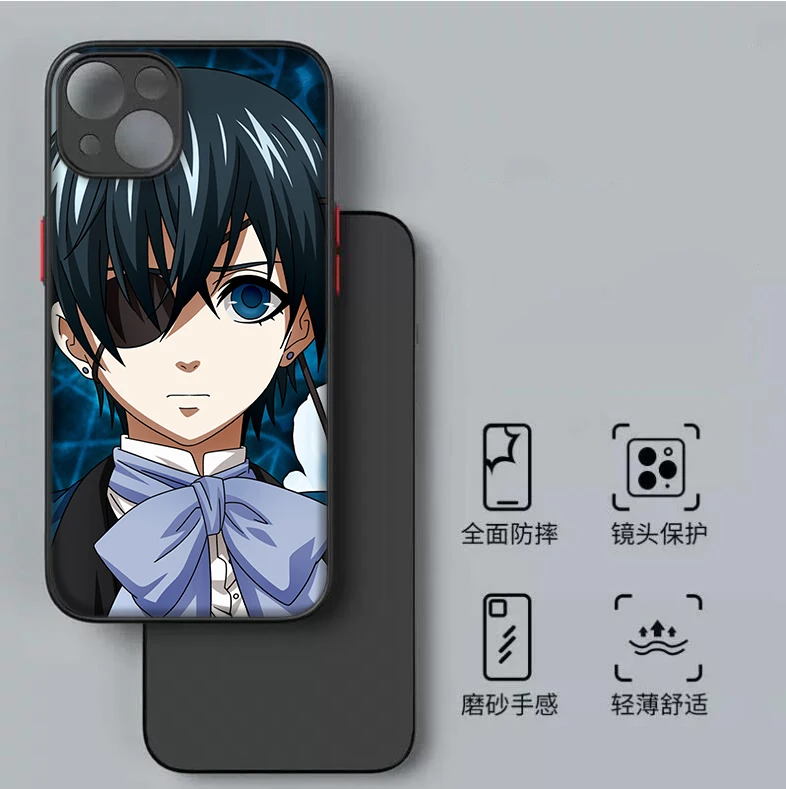 Черный Батлер Kuroshitsuji Защитный Объектив мягкий чехол для телефона iPhone 15 14 Plus 13 12 11 X
