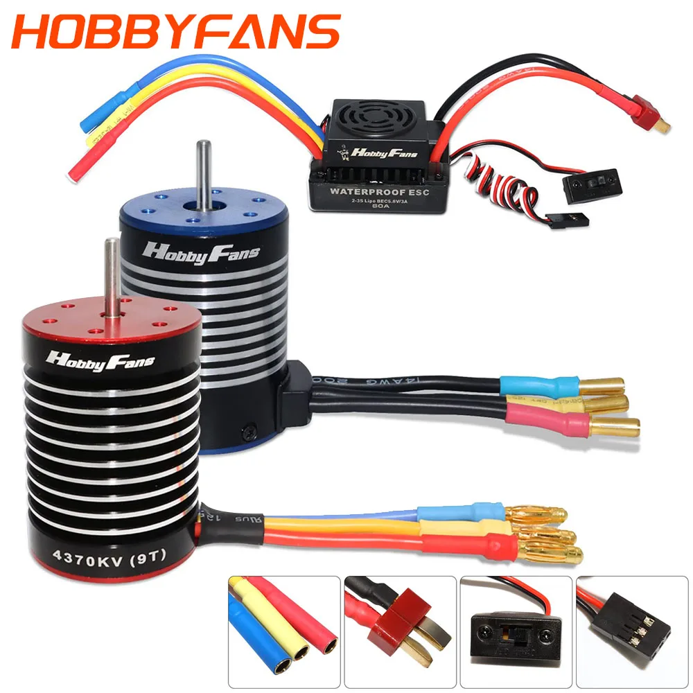 

HOBBYFANS 3650/F540 бесщеточный двигатель водонепроницаемый 4300KV 4370KV бесщеточный двигатель 60A ESC комбинированный для 1/10 RC автомобилей грузовиков зап...