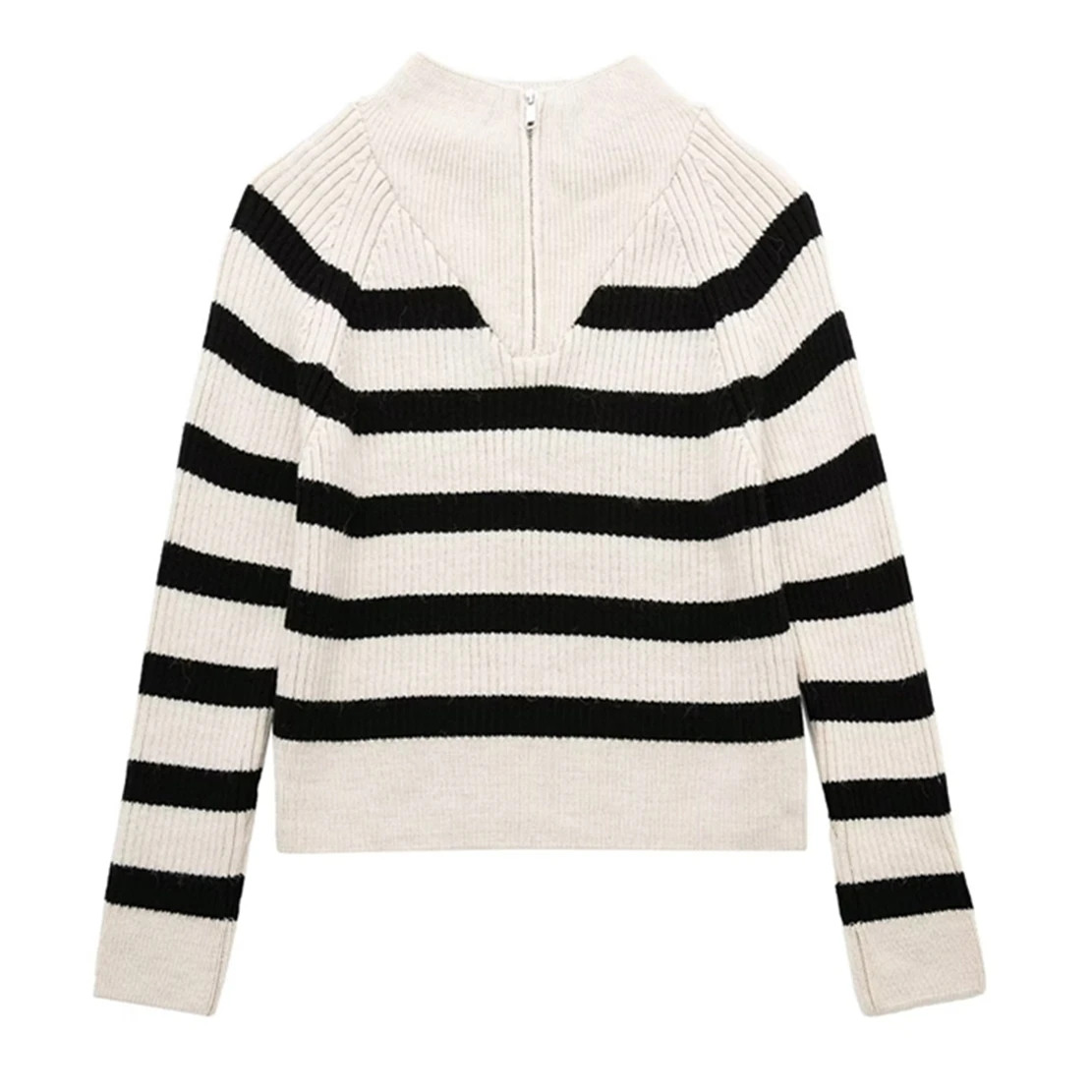 

Maxdutti Fashion Sweaters Turtleneck Striped Winter Caual Knitwear Pullovers Women