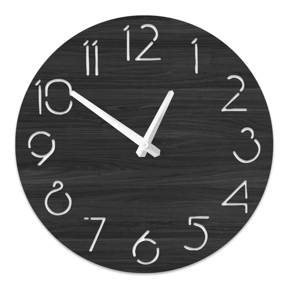

Solid Wooden 3D Wall Clock 12 Inch Hollow Out Design Brief Living Room Decorative Wood Clock Art Wall Watch Home Decor Gift
