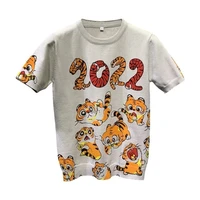 2022 year of the tiger red bottoming shirt mens new half sleeved spring and summer short sleeved t shirt mens trend topy 2k