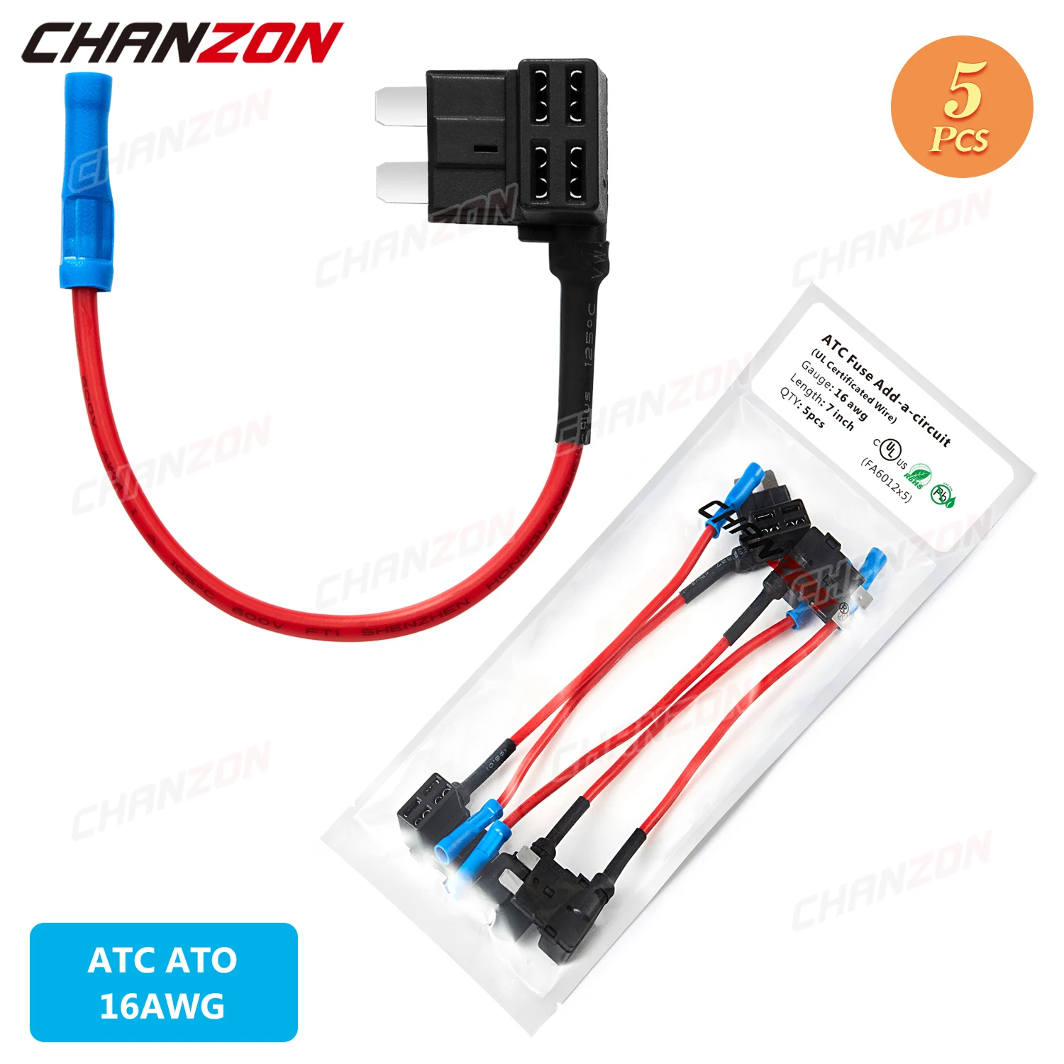 

Автомобильный держатель предохранителя CHANZON, 5 шт., 12В/32В, 16 AWG