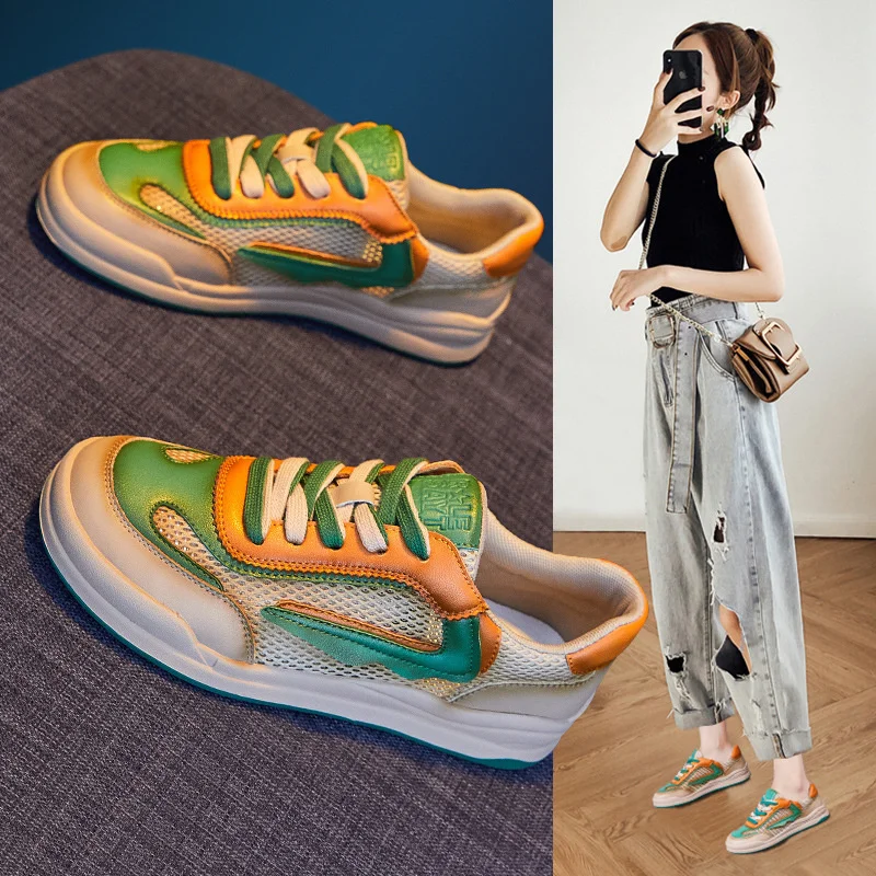 

Сандалии женские из натуральной кожи, роскошная брендовая повседневная спортивная обувь на плоской подошве, сетчатые дышащие босоножки, ле...