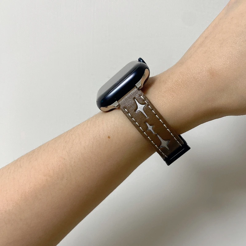 Модный браслет со звездой Y2k для Apple Watch 9 8 7 6 5 4 2 Se кожаный магнитный 45 мм 44 42 41 40