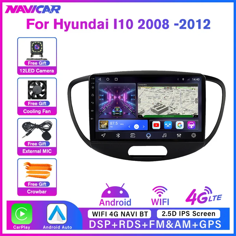 Автомагнитола 2DIN 6 + 128 ГБ Android 10 0 для Hyundai I10 2008-2012 автомобильный DVD-плеер