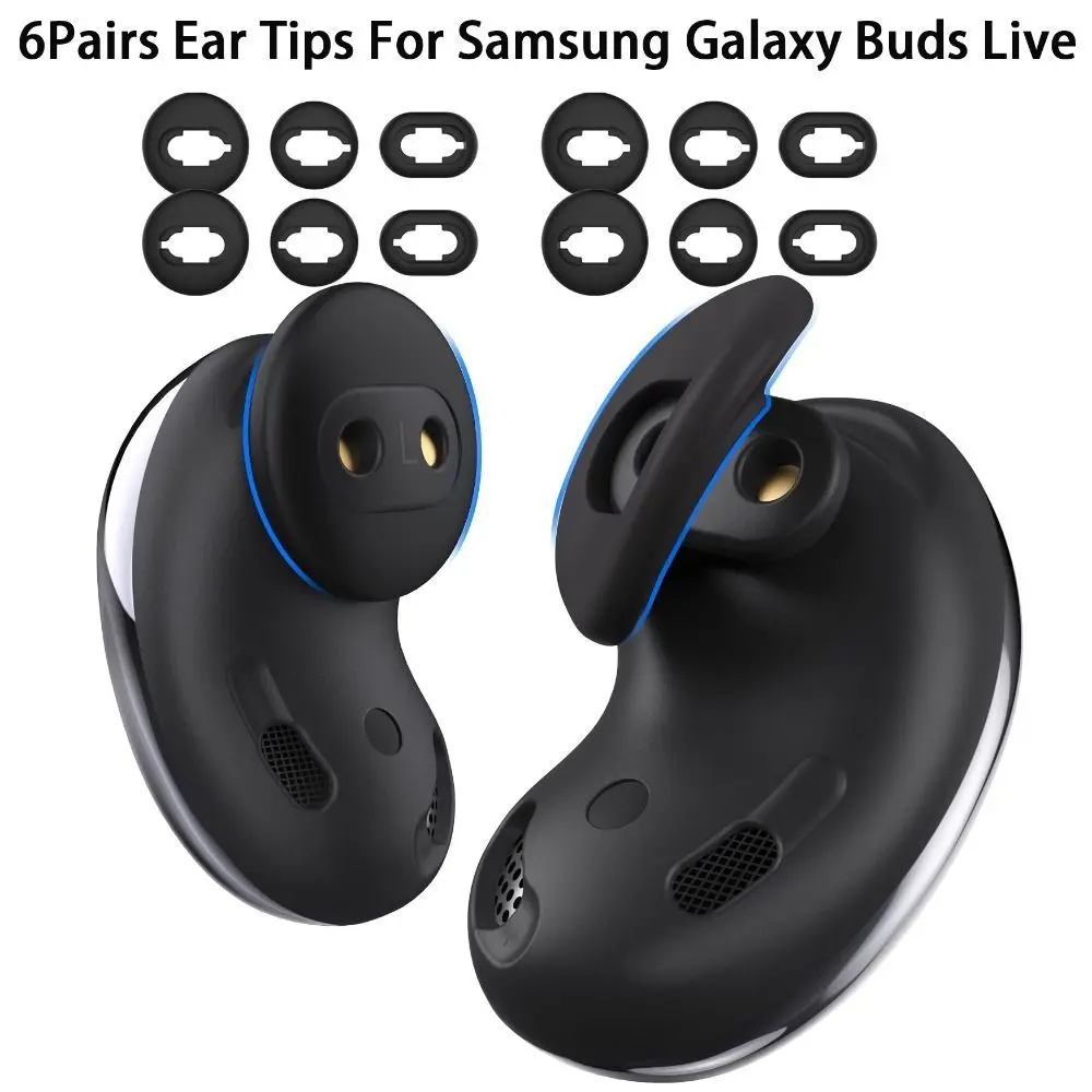 

6Pairs 3Sizes Soft Silicone Earbuds Cover Eartips Ear Cap Earplugs Earhook for SAMSUNG Galaxy Buds Live Bluetooth Earphone Cover