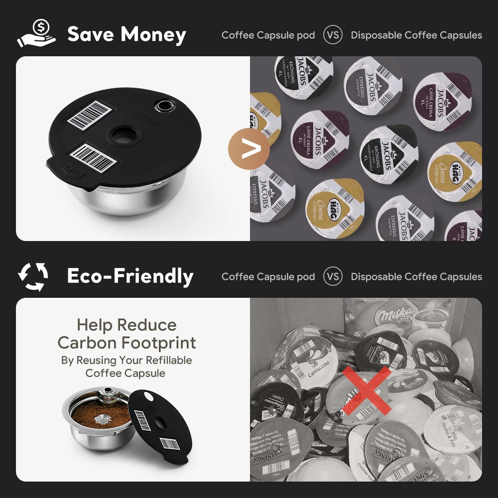 Многоразовая капсула Tassimo с силиконовой крышкой 60/ 180/ 200 /220 мл для кофе из