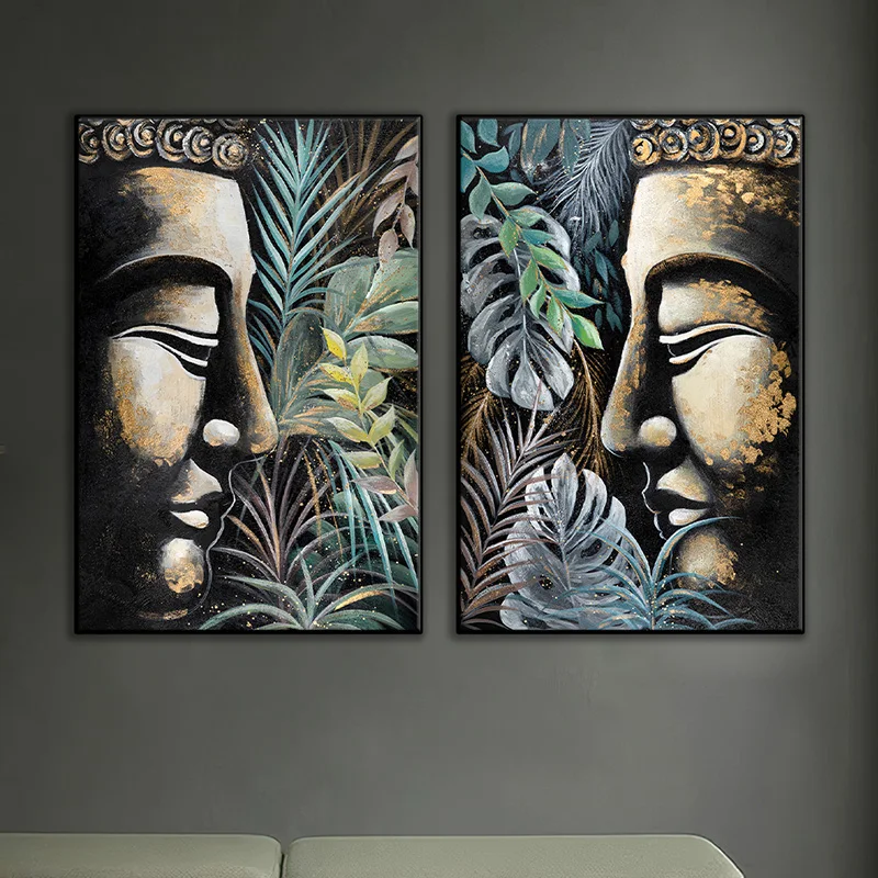 Плакат Будды настенные художественные картины на холсте Будда зеленые листья