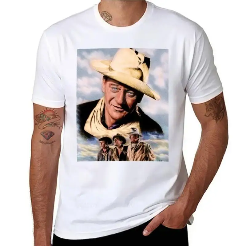 

men t-shirts boys white black tops John Wayne 2 T-Shirt korean fashion black t shirt custom t shirts Men's t-shirts