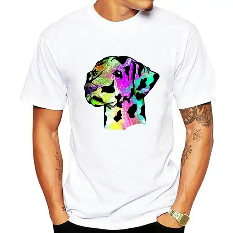 

Красочная футболка с далматинской тематикой, Мужская Дизайнерская футболка, женская футболка 3xl, крутая свободная Корейская футболка на ве...