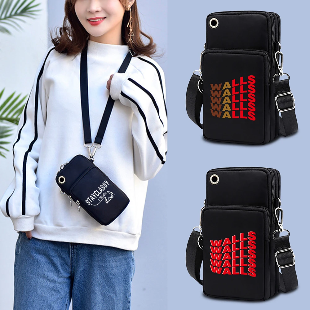 

Mobile Phone Bag Women Shoulder Pack Protective Case Sport Arm Bags Walls Print Universal Pouch for Samsung/iphone/Huawei/Xiaomi