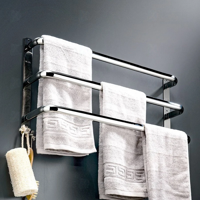 bathroom towel holder stainless steel shower room rack single rod layer wall mounted multilayer commonly used hanger with hook free global shipping