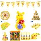 Винни-Пух, Детский комплект для украшения дня рождения, детские праздничные принадлежности, набор для вечеринки для будущей мамы, праздничные наборы, комплекты для праздника и вечеринки