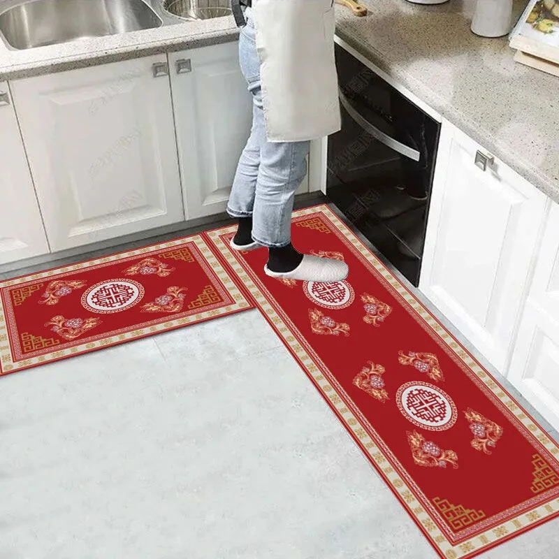 

3D Красный кухонный напольный коврик, домашний Настенный Коврик, нескользящий коврик для прихожей, спальни, ванной комнаты, коврики для гост...