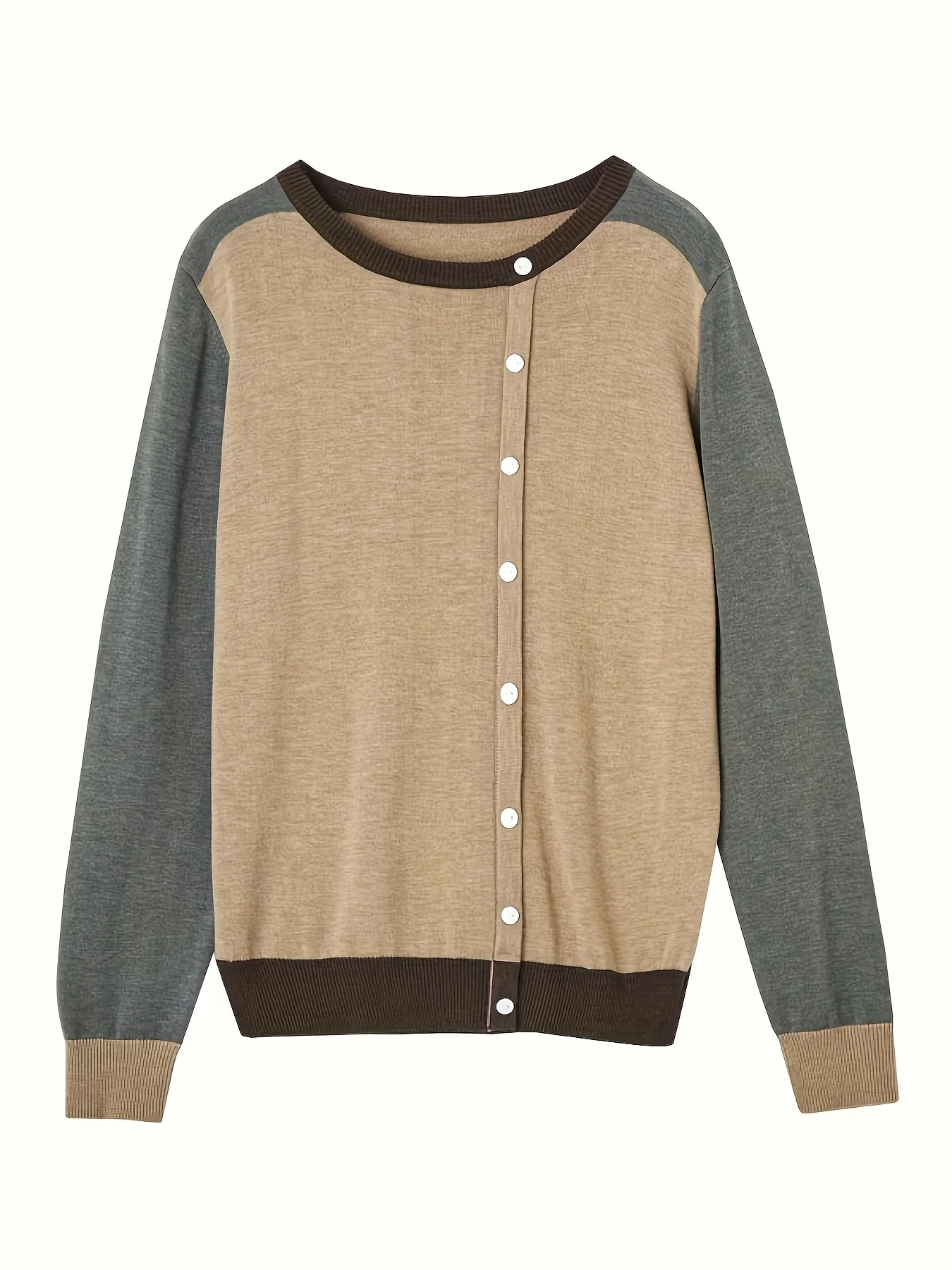 Женский Повседневный Вязаный Свитер С Длинными Рукавами И Круглым Вырезом