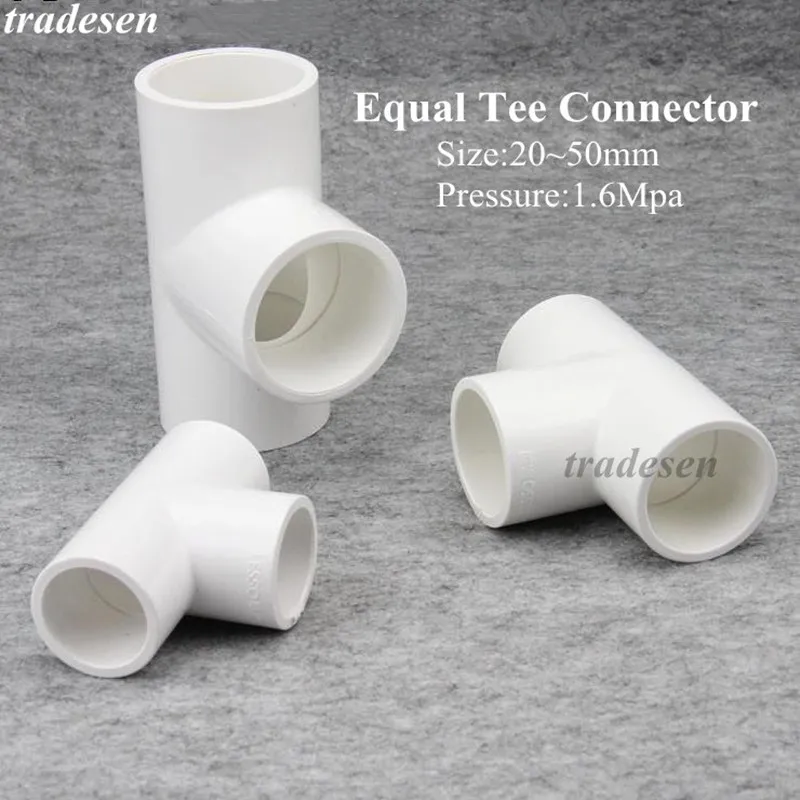 

I.D20~50mm White PVC Pipe Tee Connector Aquarium Irrigation Frame Hydroponic DIY Fitting Garden Home Water Supply Tube Adapter