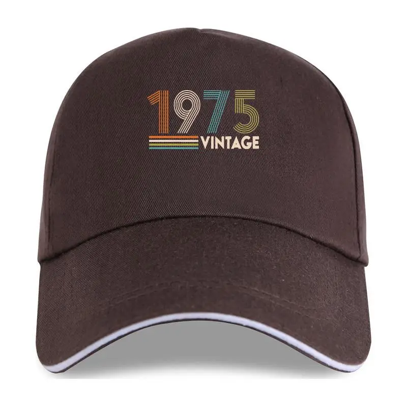 

New Vintage 1975 Baseball cap Cotton Men Boy Black Top Funny Hip Hop Black White