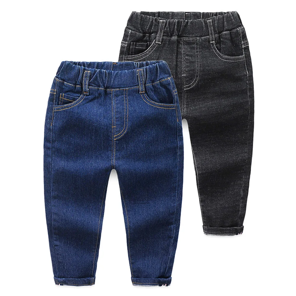 

Детские весенне-осенние хлопковые джинсы, модные эластичные джинсовые брюки для маленьких мальчиков, Детские однотонные ковбойские повседневные брюки 2-8 лет