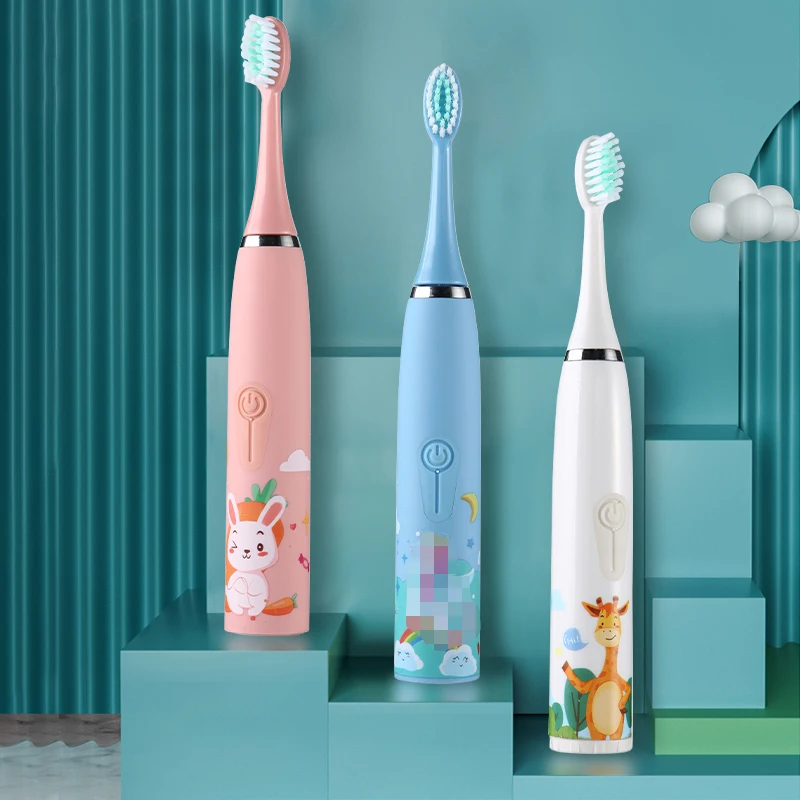 Children's Electric Toothbrush Cartoon Pattern for Kids with Replace The Tooth Brush Head Ultrasonic Electric Toothbrush