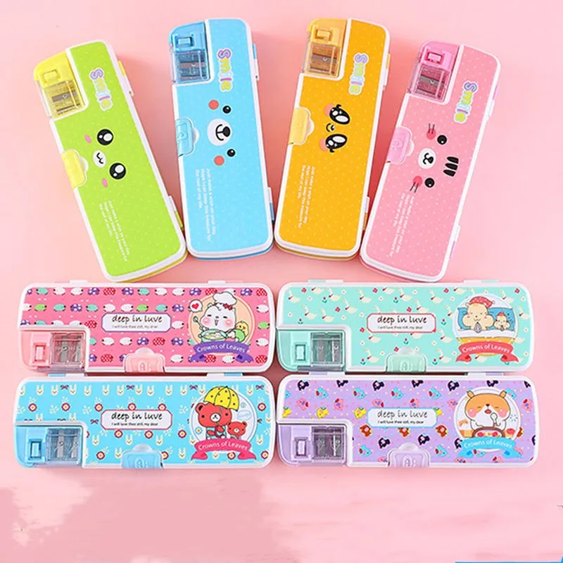 Case For Kids Cartoon Stationery Box With Pencil Sharpener School Student Pencil Box Gifts School Supplies