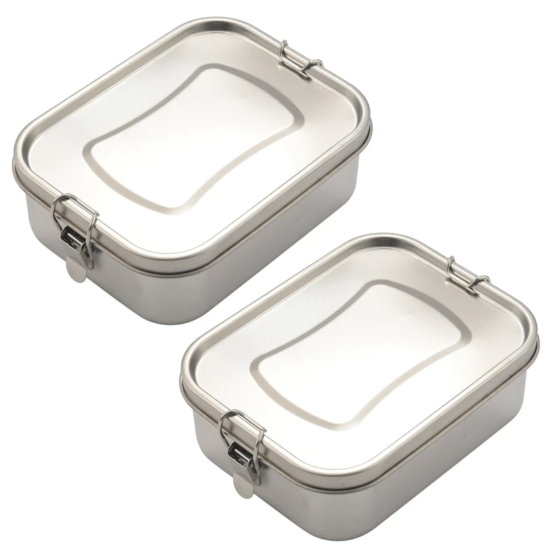 

2X Ланч-бокс из нержавеющей стали Bento, Ланч-бокс Bento с 3 отсеками для сэндвичей и с двух сторон