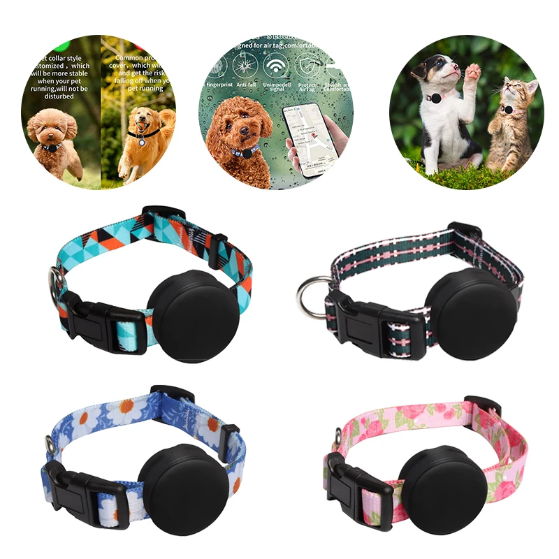 

New Adjustable Pet Collar With Airtag Tracker Case Puppy Kitten Cat And Dog Necklace Collar