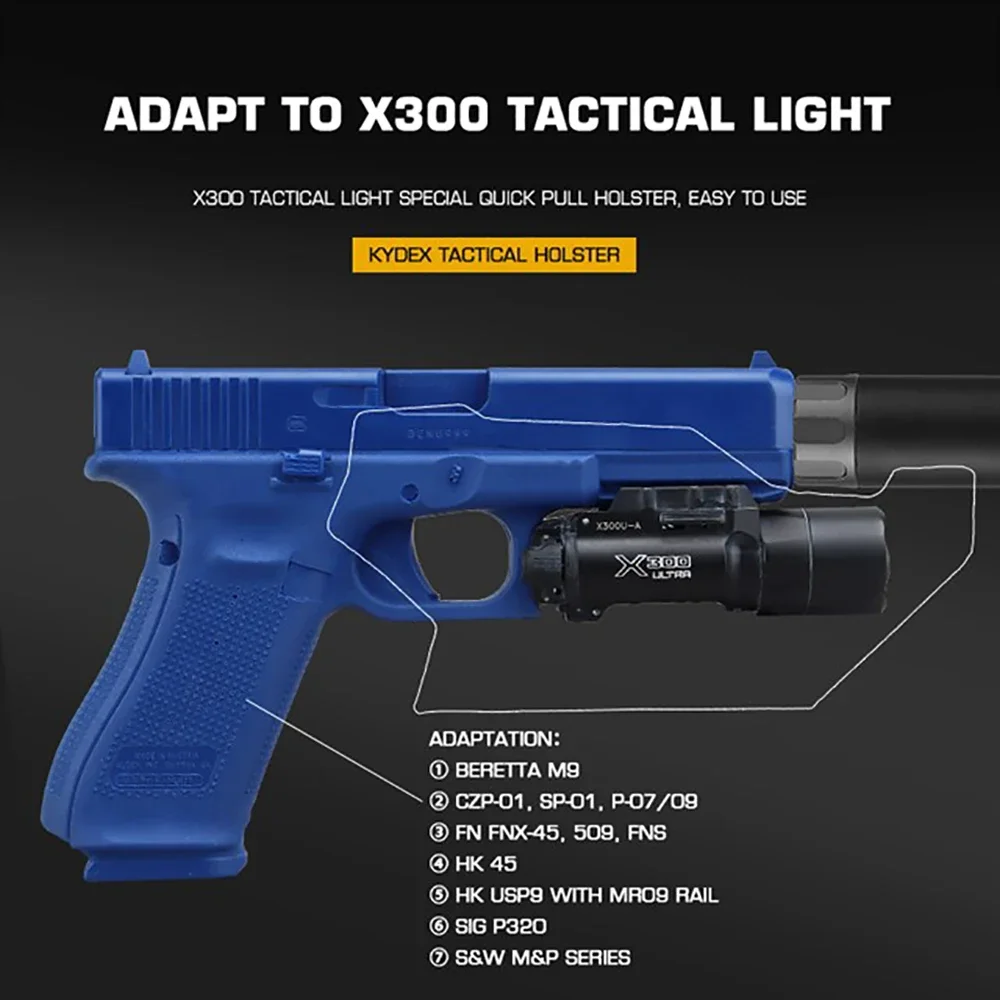 Тактическая кобура адаптер быстросъемная чехол на ремень для ног Glock 17 19 с X300 X300U