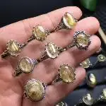 Цельный блок серебро 925 пробы с натуральным золотым рутиловым титаном кварцевым