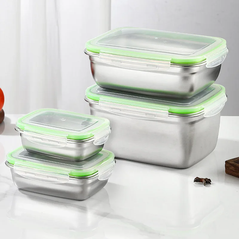 Нержавеющая Сталь 304 Ланч-бокс Контейнер Для Сохранения Свежести С Крышкой