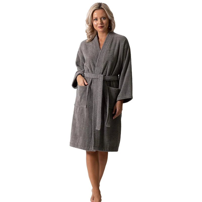 Winter Women's Terry Bathrobe Absorb Water V Neck Ladies Dressing Gown With Sashes Homewear Cotton Kimono For Female 2023