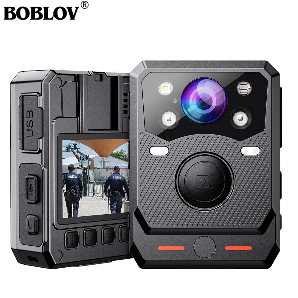 

BOBLOV 128GB B20 Body Camera Full 1080p Police Body Camera Support Night Vision Red/Blue Light Police Patrol Security Camera
