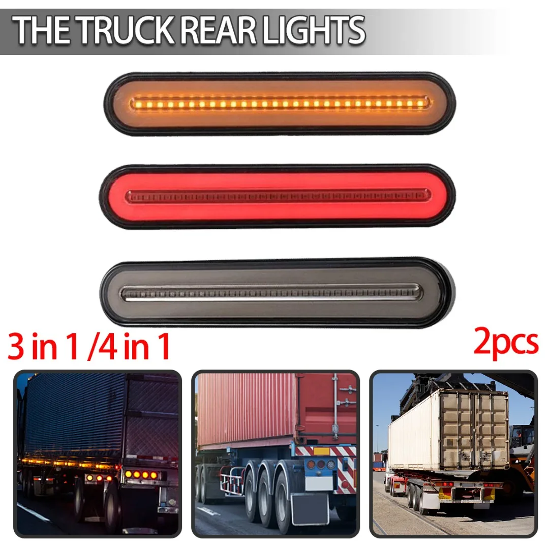 

2pcs 12V-24V Taillight Trailer Light High Brightness 100 LED Waterproof Car Truck Flowing Reverse Brake Stop Turn Signal Lights