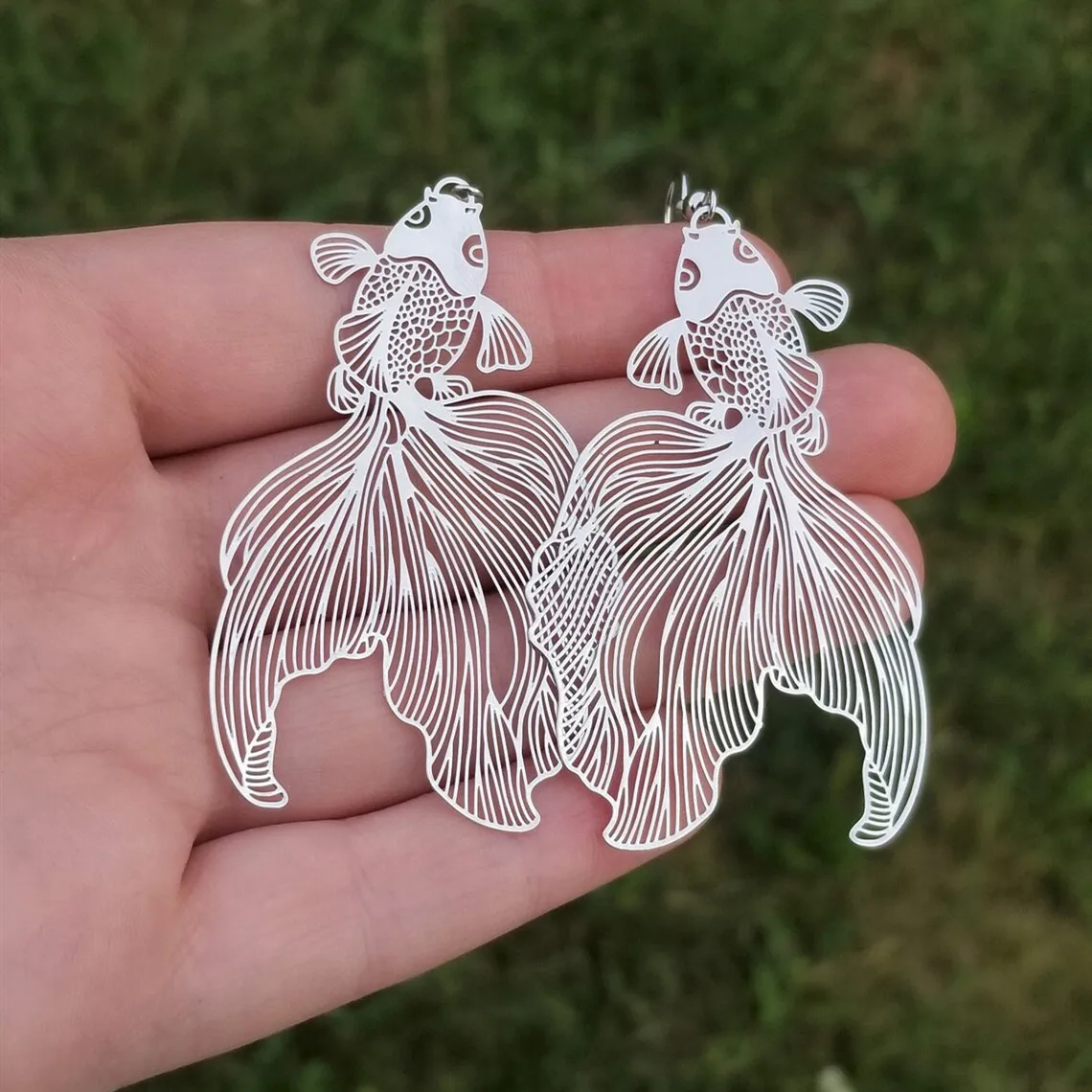 

Cute Big Hollow Koi Fish Dangle Drop Pendant Earrings For Women Girl Gift Charm Fashion Jewelry Accessories