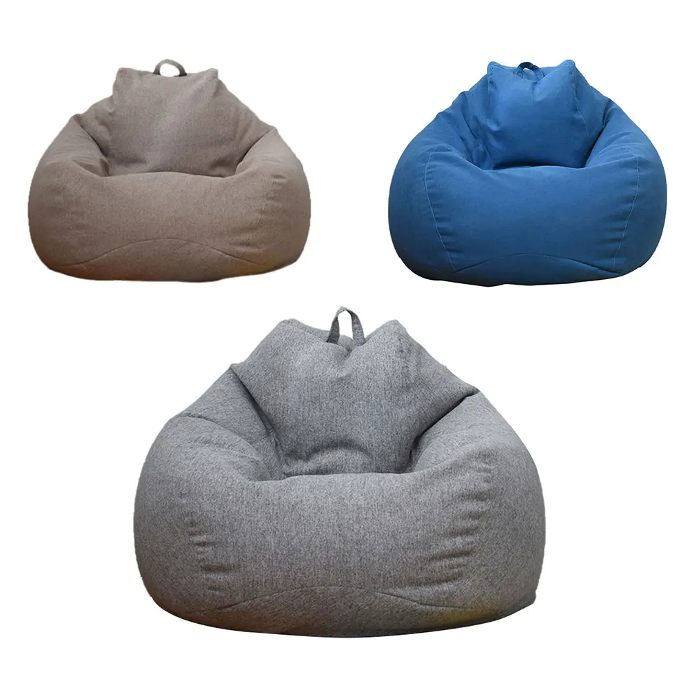 

Lazy Sofa Cover Solid Chair Covers Without Filler Linen Cloth Lounger Seat Bean Bag Pouf Puff Couch Tatami Beanbags Home Decor