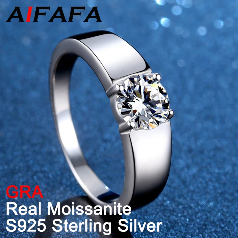 

AIFAFA Real 1 Carat D Color Moissanite Ring For Women Men 18K Plated S925 Sterling Silver Diamond Wedding Band Fine Jewelry GRA