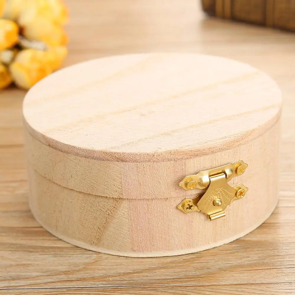 

9.8*9.8*4.3cm Wooden Storage Box Hand Decoration Round Wooden Box Watch Ring Jewelry Necklace Bracelet Gift Wooden Box Storage