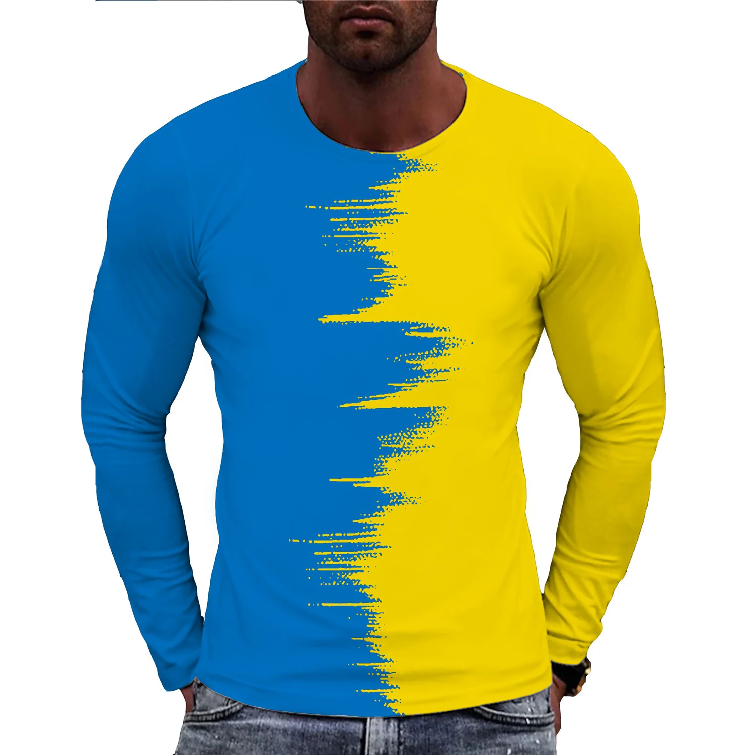 

2022 Newest Fashion Ukraine Men's 3D T-shirt Ukraine Flag Printing Long Sleeved Casual Pullover Hip Hop Sports Tee