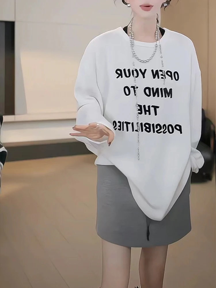 Plus Size European Goods Autumn and Winter 2024 New Sanding Long sleeves Shirt Women Retro Print Idle Sle Mid-Length Base Top