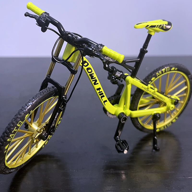 

1:10 модель велосипеда из сплава, литый под давлением горный палец, миниатюрный желтый гоночный металлический велосипед, Коллекционная модель для взрослых, подарки, игрушки для мальчиков