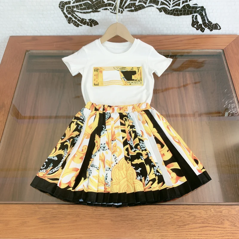 

Luxury Kids Clothes Girls Sets Summer 2022 Children's Clothing T-shirt Girl Outfits Set Skirt Designer Girl Clothes 2-14 Years