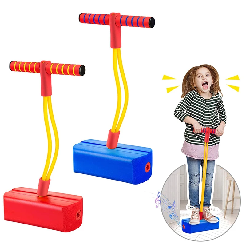 

Kids Outdoor Foam Pogo Stick Jumper Children Bungee Jumper Foam Bouncing Toys Squeaky Sounds Funny Fitness Gift for Boy and Girl