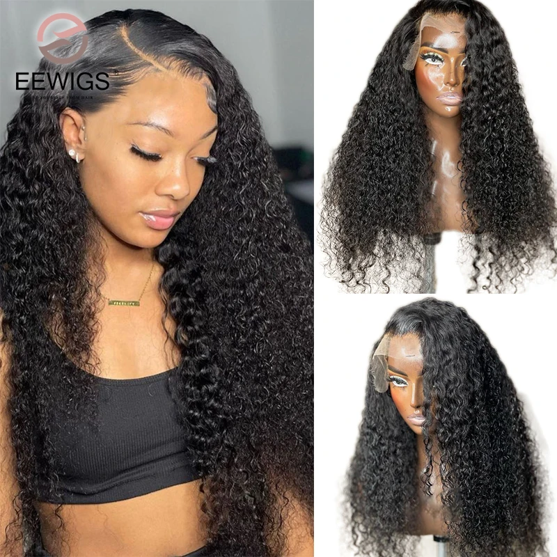 

Deep Curly Synthetic 30 Inch Heat Resistant Transparent Glueless 13X4 Lace Front Wigs For Black Women Prepluck Daily Drag Queen