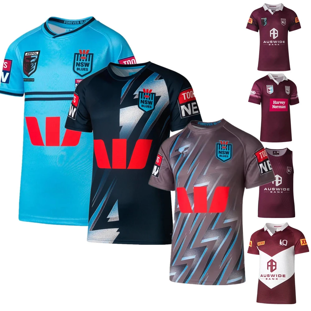 

NEW 2023 2024 STATE OF ORIGIN NSW BLUES rugby jersey Australia QLD Maroons QUEENSLAND rugby shirt BIG SIZE S-5XL