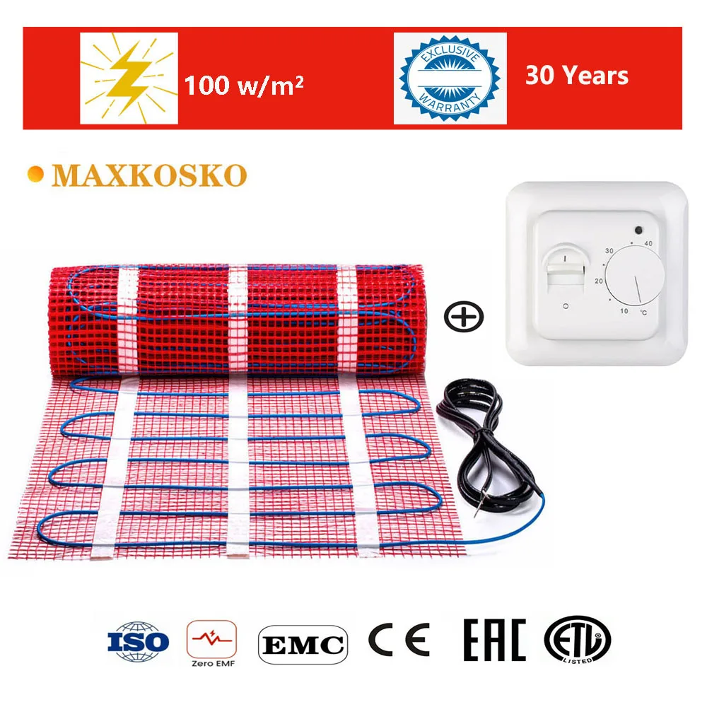 MAXKOSKO Warmmat Электрический излучающий самоклеящийся коврик для подогрева пола