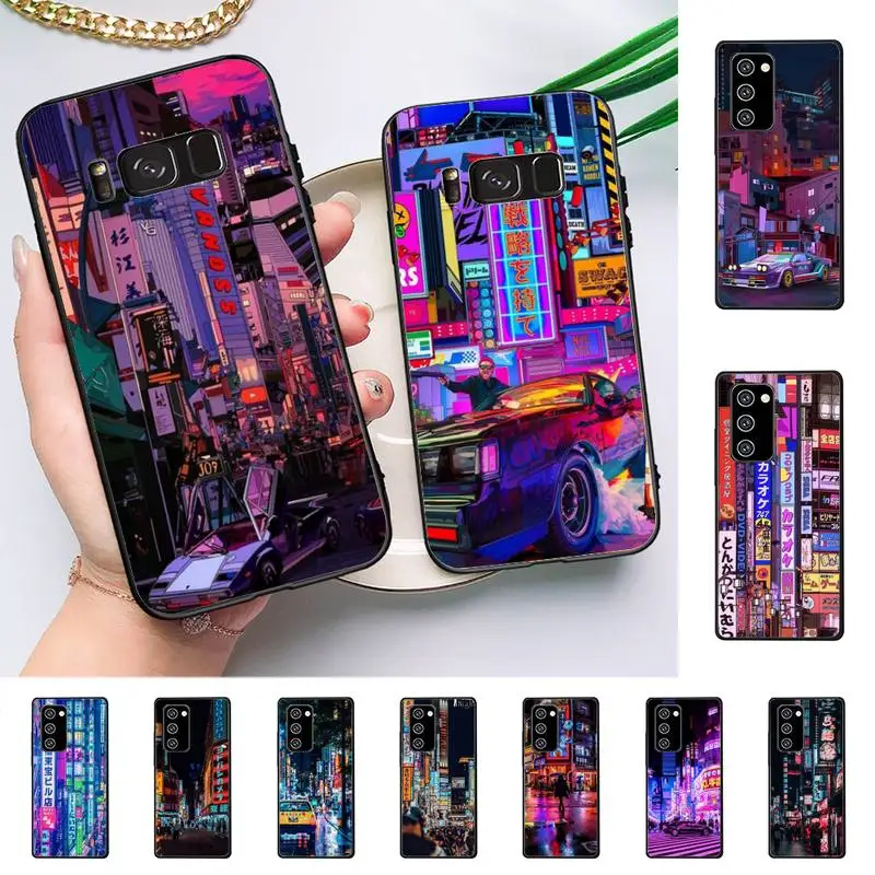 

YNDFCNB Japanese Aesthetic Night City Tokyo Phone Case for Samsung Note 5 7 8 9 10 20 pro plus lite ultra A21 12 02