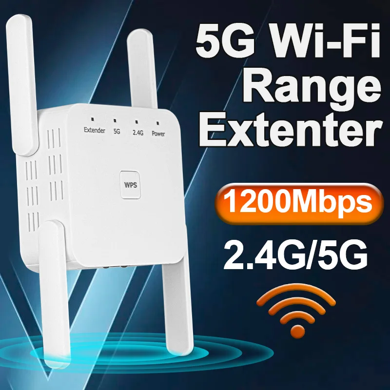 

5G Wireless Wifi Repeater Extender 1200M Dual Wi fi 2.4G Signal Amplifier Booster Long Range Network Smart Home Office 2023 NEW