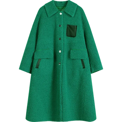 ELFSACK/зеленые теплые шерстяные пальто; Женская зимняя длинная верхняя одежда