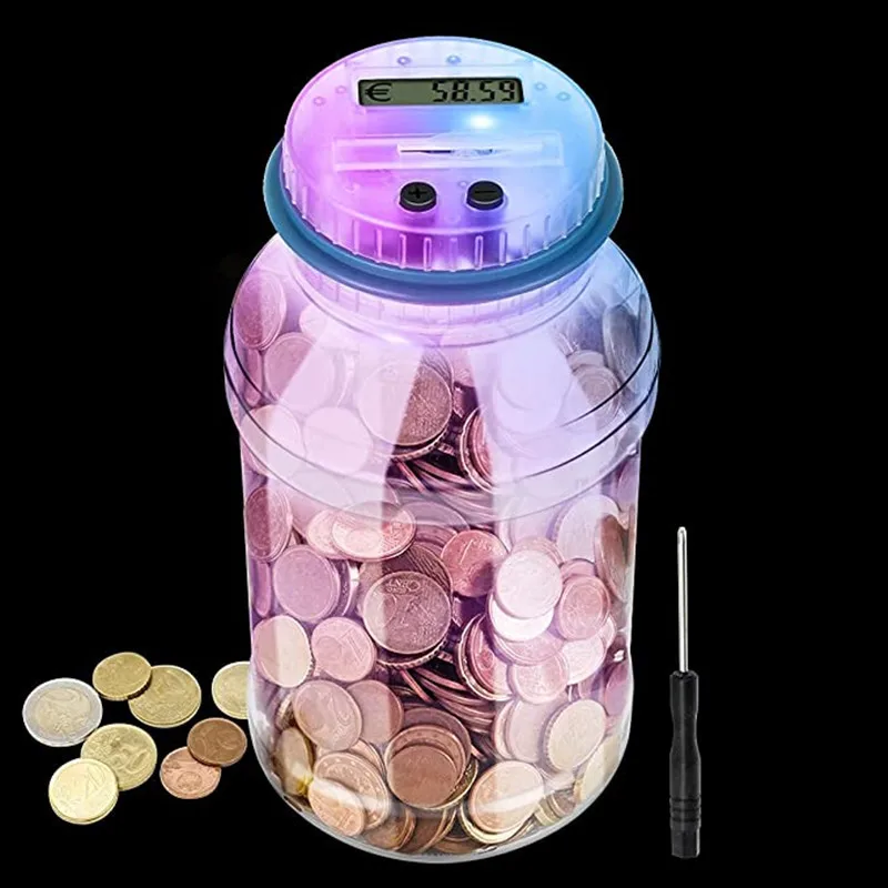 Automatic 7 Color LCD Display Piggy Bank Counter Coin Electronic Digital Lcd Counting Coin Money Saving Box Jar