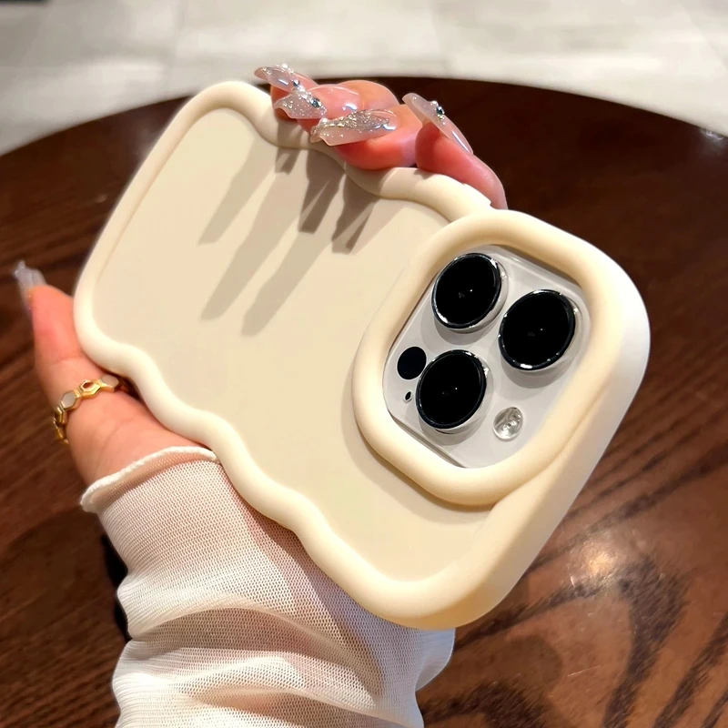 Роскошный чехол для телефона с волнистым рисунком карамельных цветов iPhone 11 12 13 14