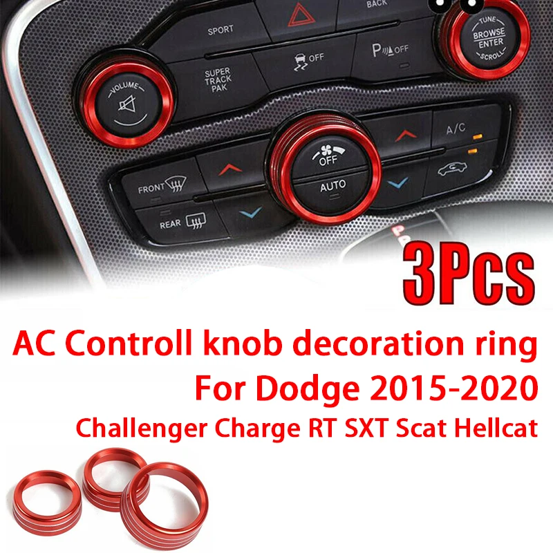 Фото 3 шт. для Dodge Challenger Charger RT SXT Scat Pack Hellcat 2015-2020, автомобильная ручка управления кондиционером, громкость, радиопереключатель, декоративная крышка №2
